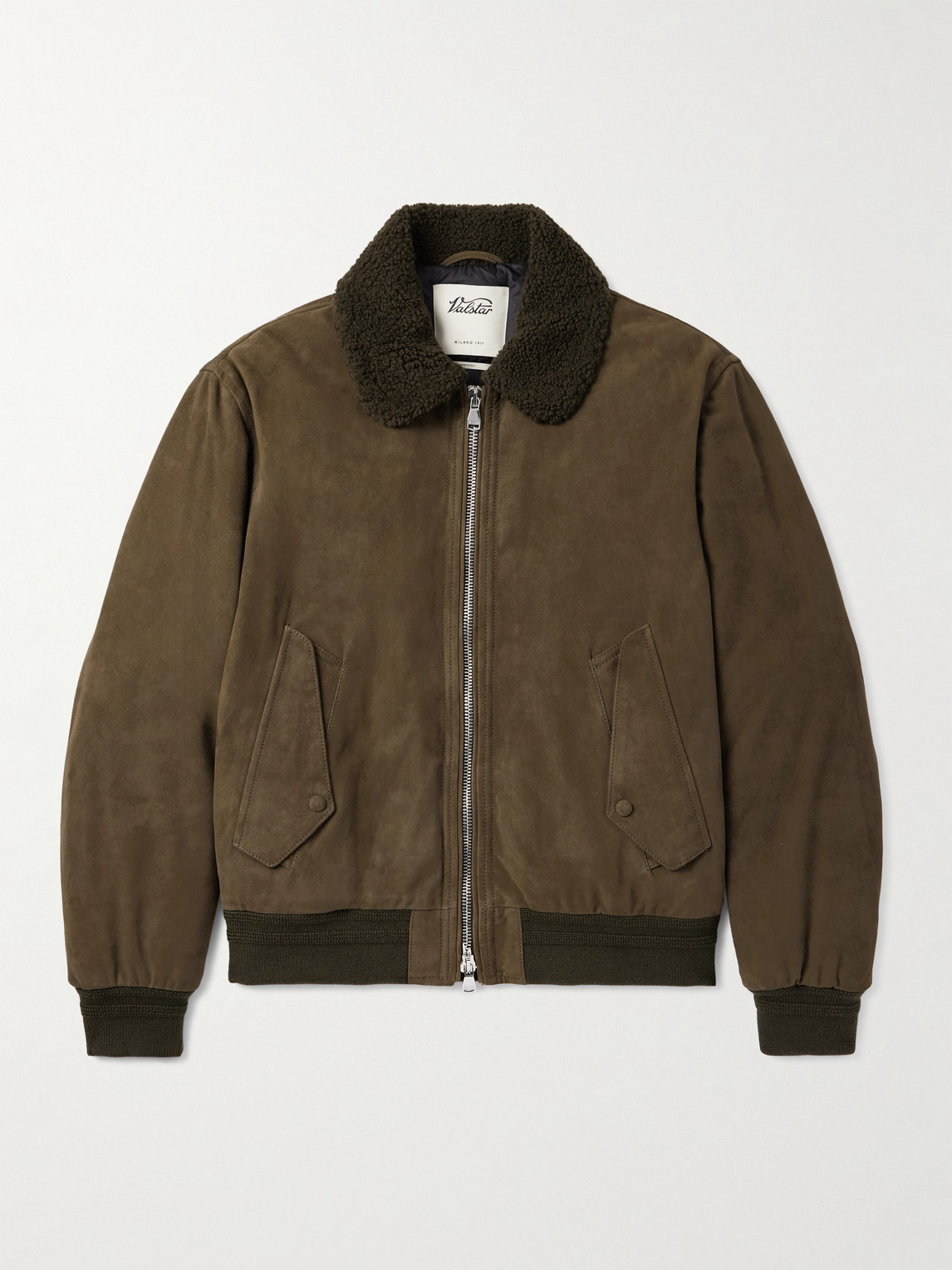 Valstar Cudden Shearling-trimmed Suede Down Aviator Jacket In Brown