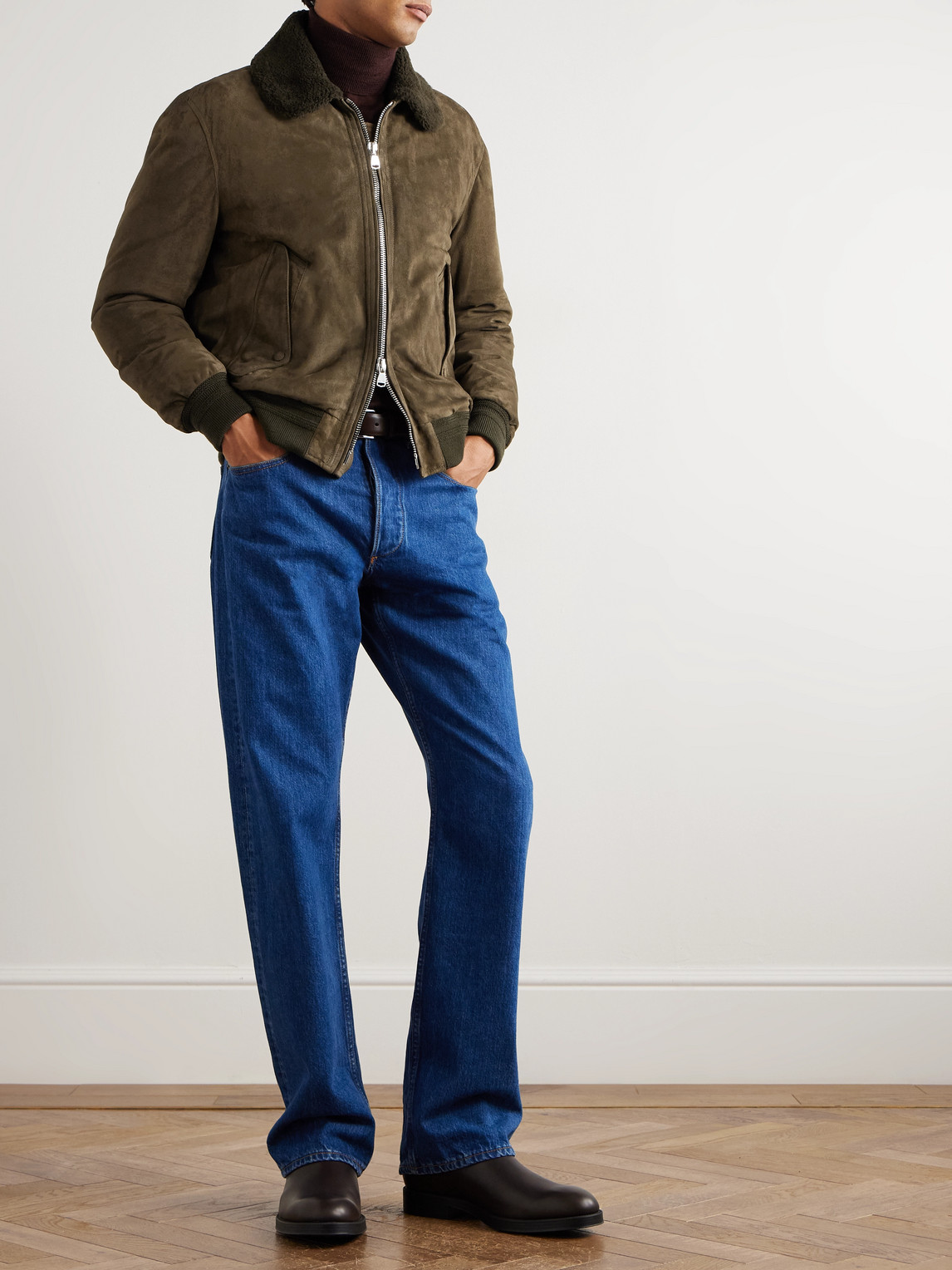 Valstar Cudden Shearling-trimmed Suede Down Aviator Jacket In Brown