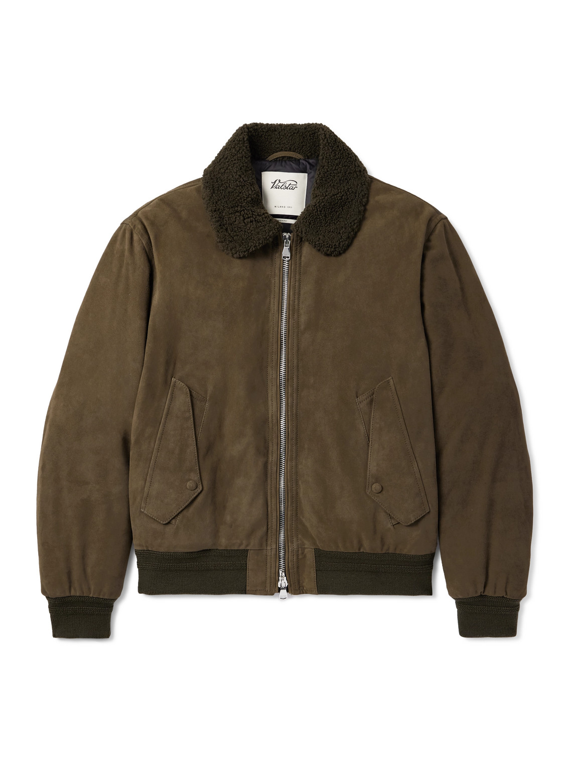 Valstar Cudden Shearling-trimmed Suede Down Aviator Jacket In Brown