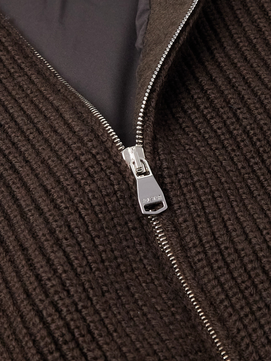  Valstar - Camionaire Ribbed Wool Zip-up Sweater - Men - Brown - It 46 