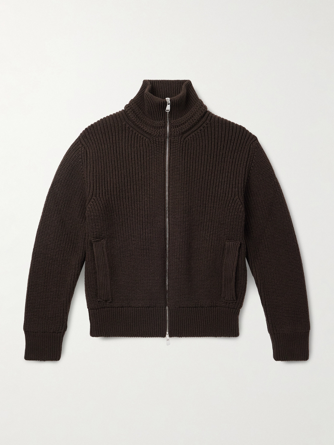 Valstar Camionaire Ribbed Wool Zip-up Sweater In Brown