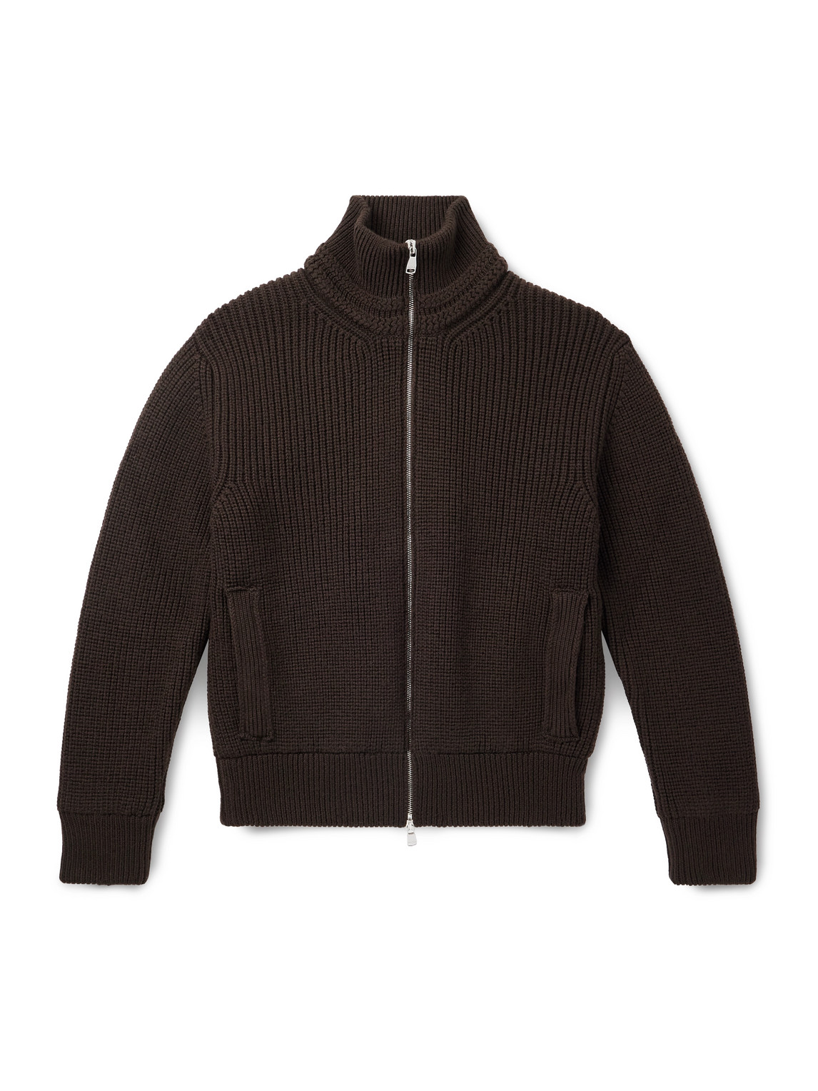 Valstar Camionaire Ribbed Wool Zip-up Sweater In Brown