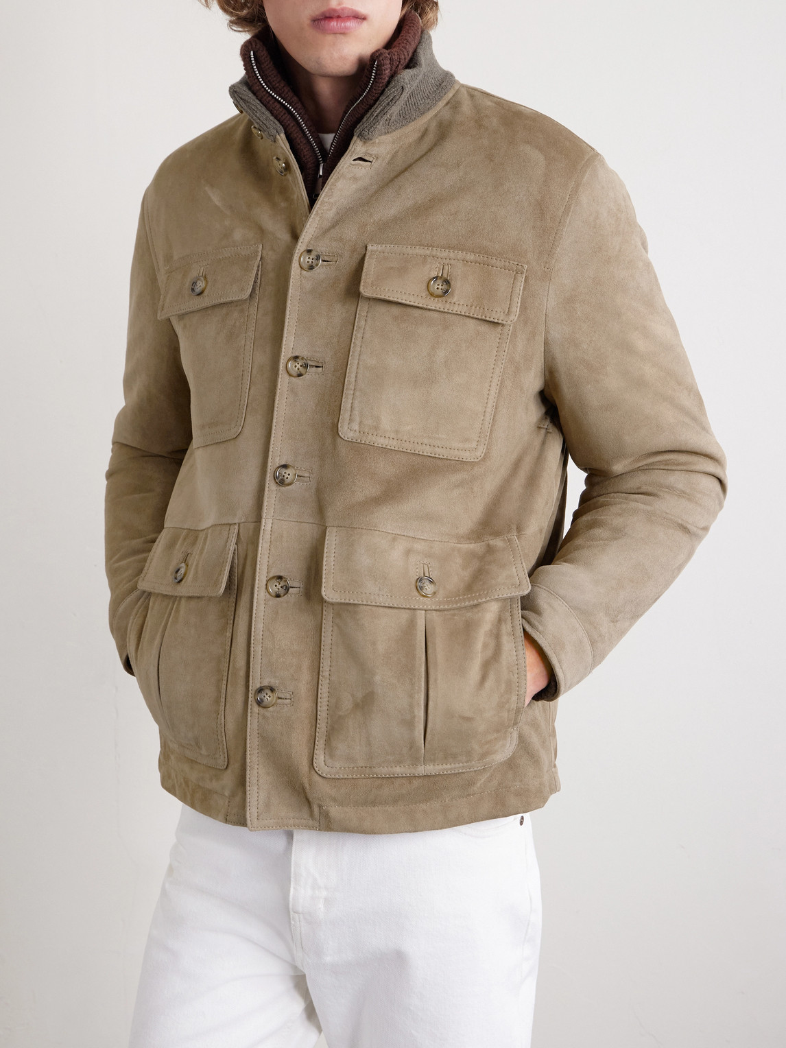  Valstar - Brera Padded Suede Field Jacket - Men - Brown - It 44 