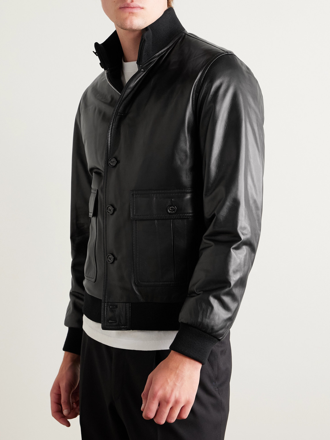 Valstar Ino Leather Down Jacket In Black