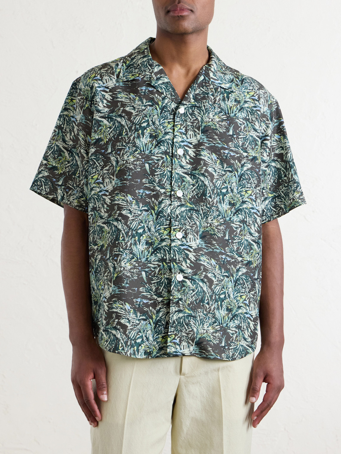  Auralee - Printed Silk Satin Shirt - Men - Green - 3 