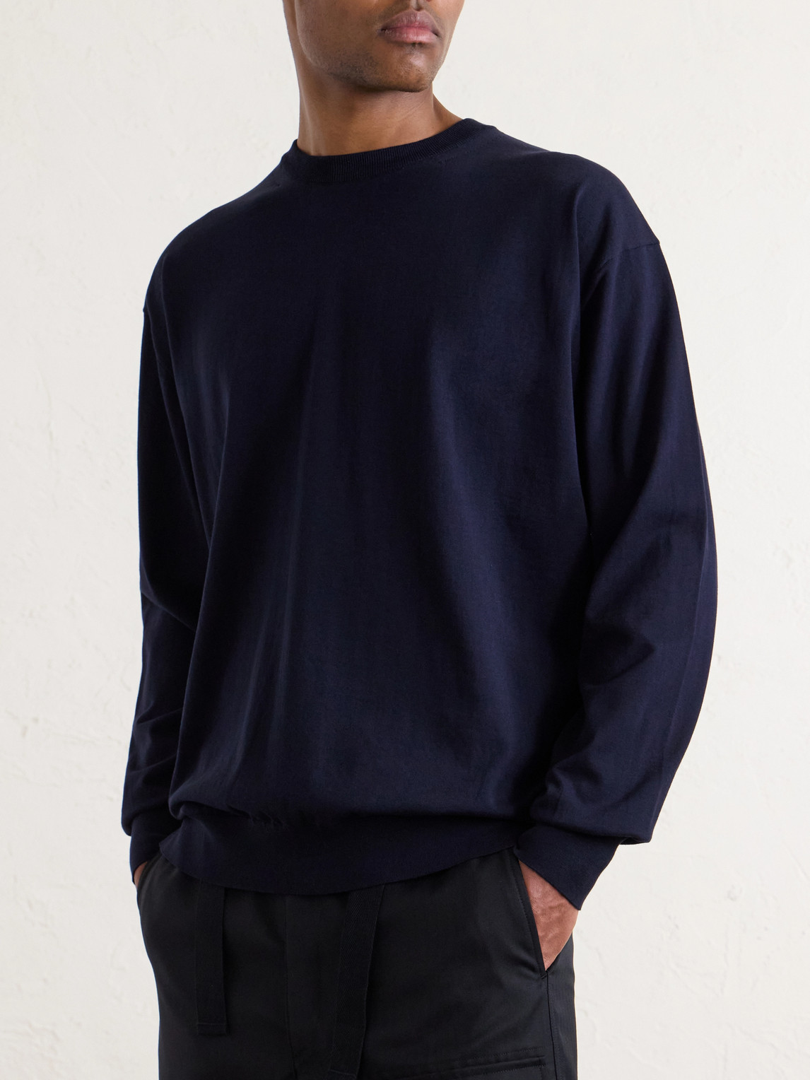 Auralee Luster Knitted T-shirt In Blue