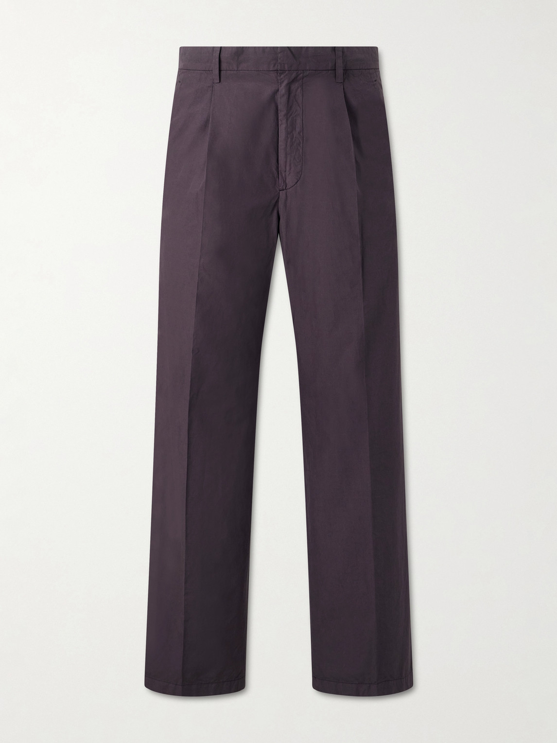 Auralee Drawstring Cotton Straight-leg Trousers In Purple
