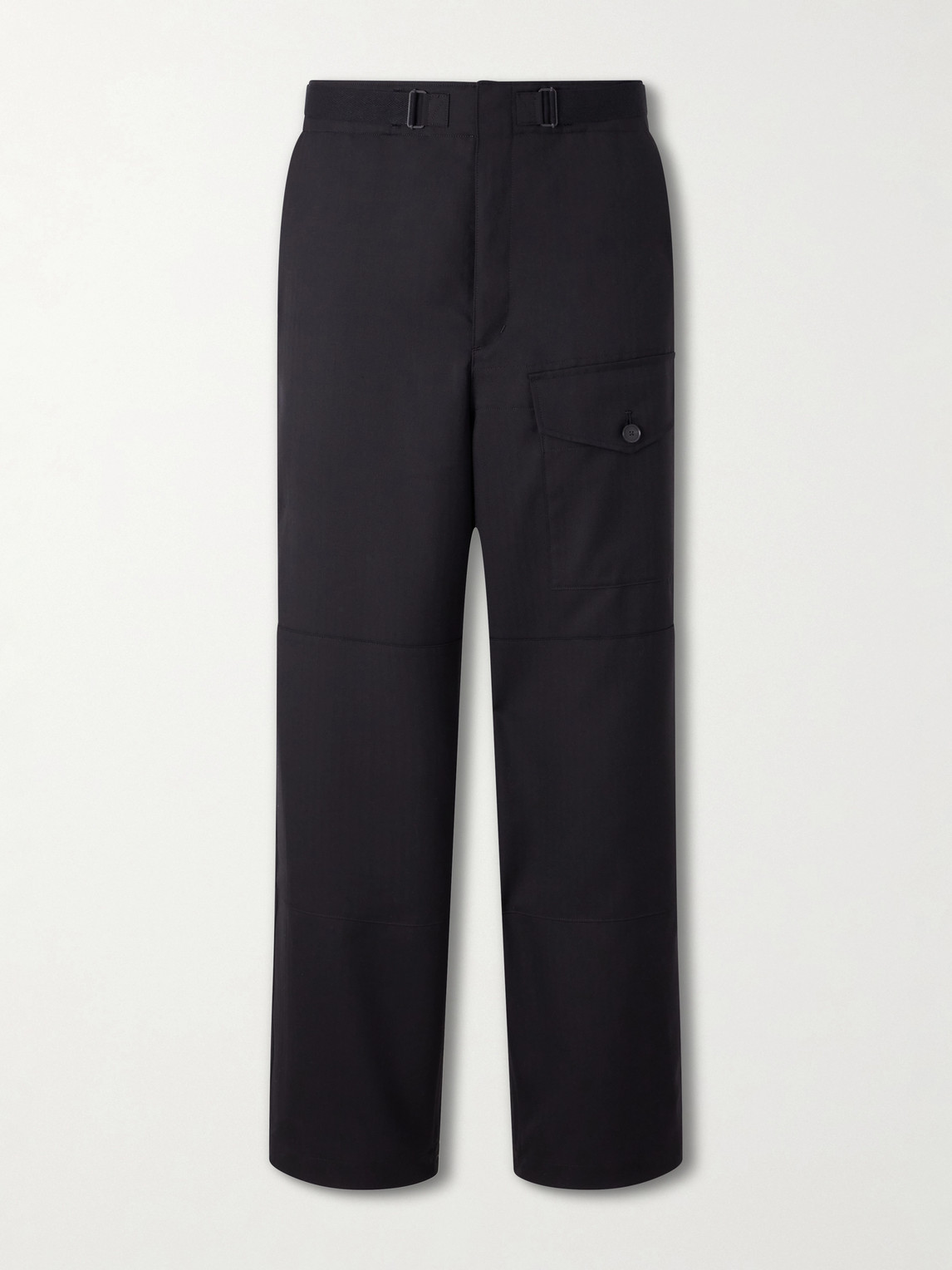 Auralee Wide-leg Wool Herringbone Cargo Trousers In Black