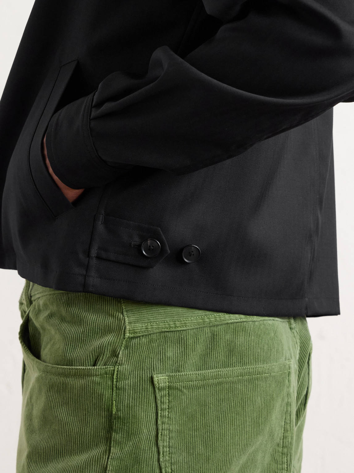 Auralee Herringbone Wool Blouson In Black