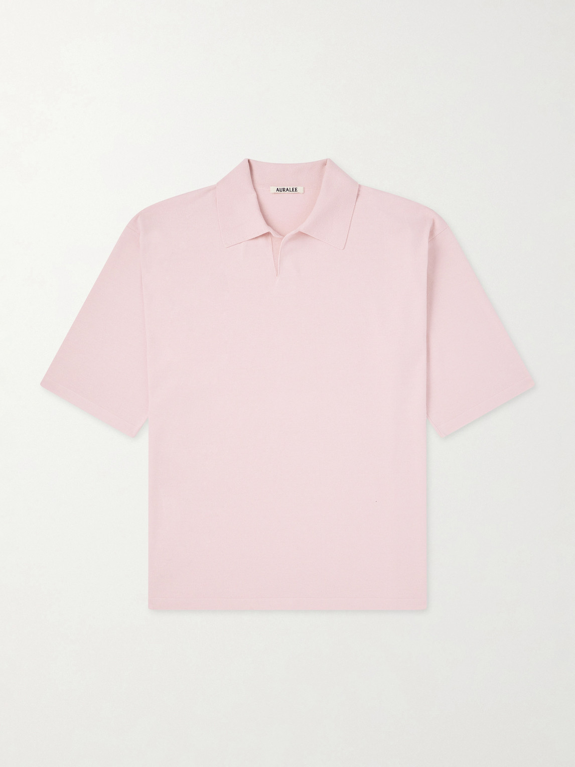 Auralee Knitted Silk Polo Shirt In Pink
