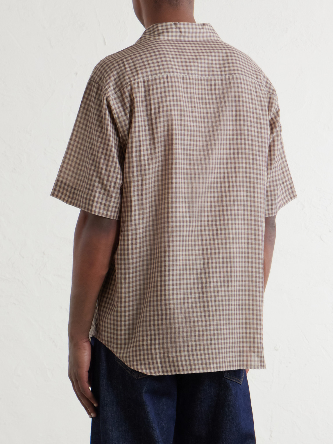  Auralee - Camp-collar Checked Cotton Shirt - Men - Brown - 3 