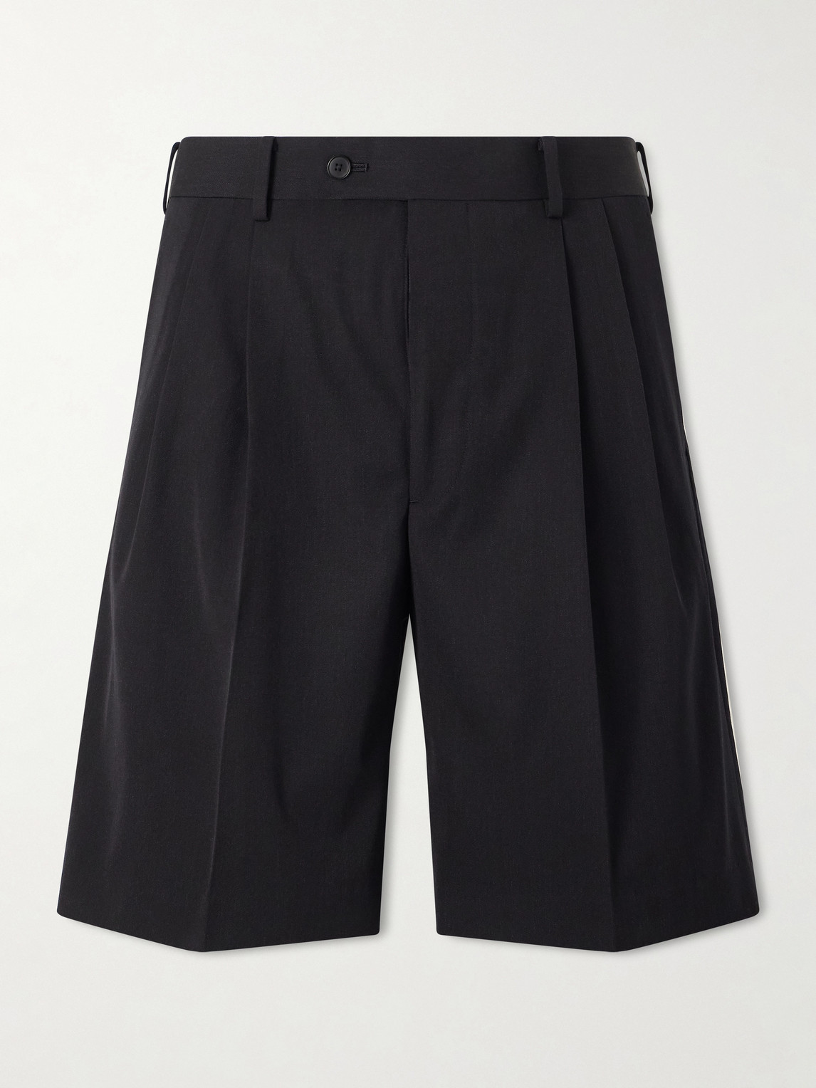 Auralee Wide-leg Pleated Wool-gabardine Shorts In Black