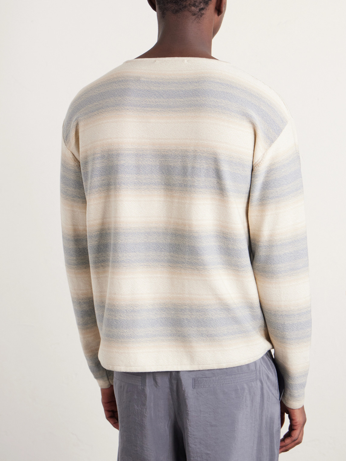  Auralee - Dégradé Striped Cotton And Silk-blend Sweater - Men - Blue - 4 