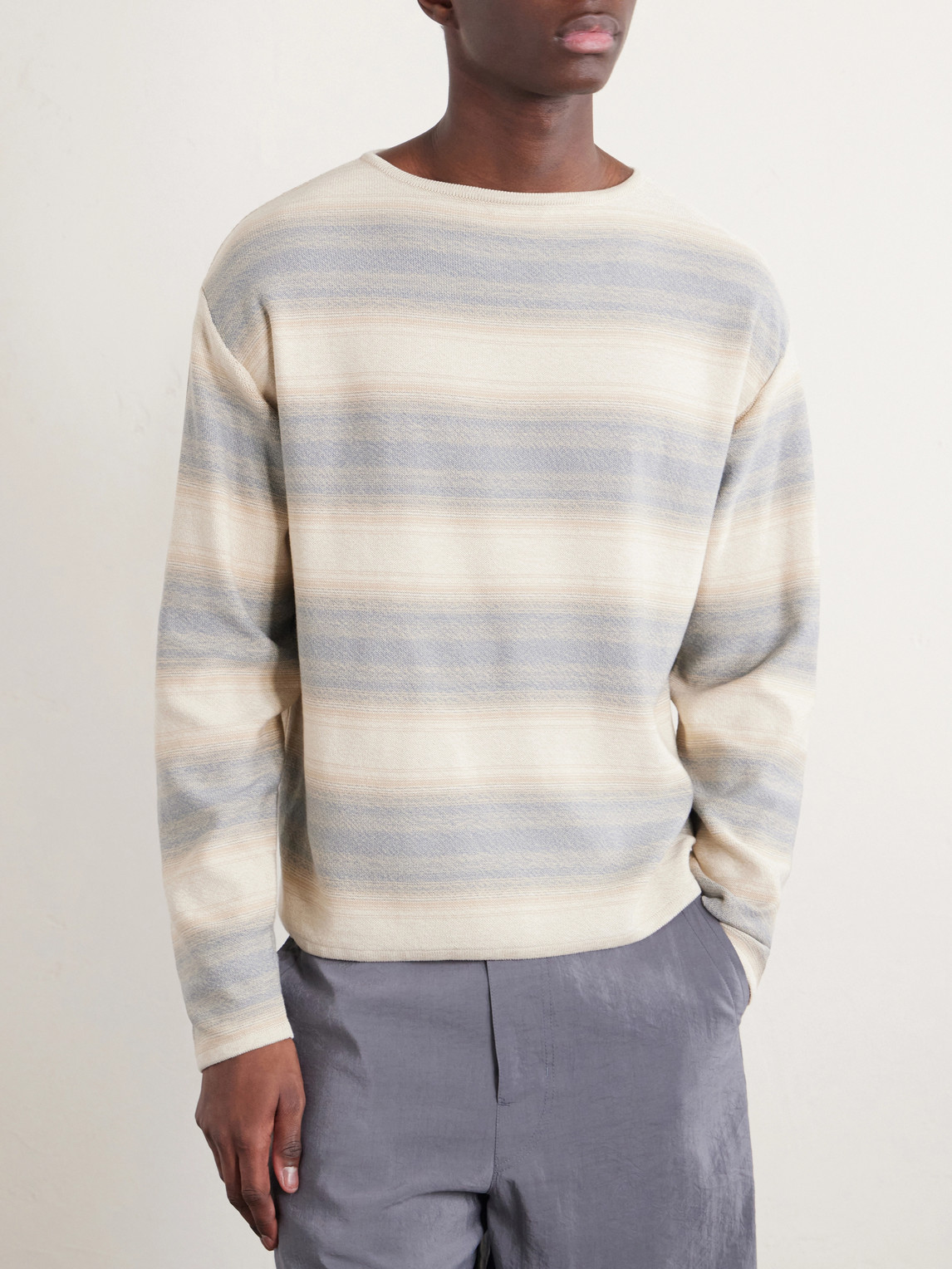 Auralee - Dégradé Striped Cotton And Silk-blend Sweater - Men - Blue - 4 