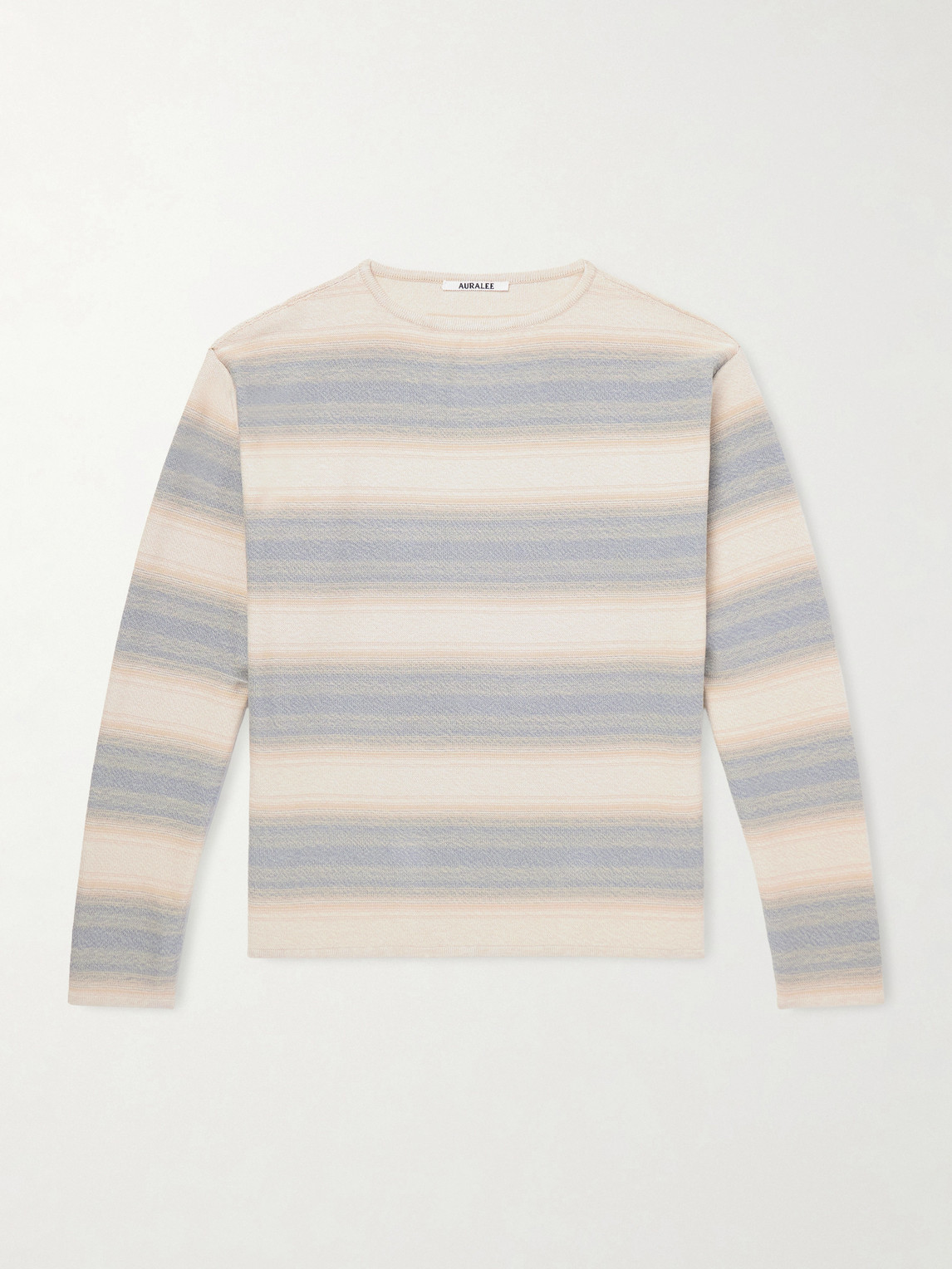 Auralee Dégradé Striped Cotton And Silk-blend Sweater In Blue