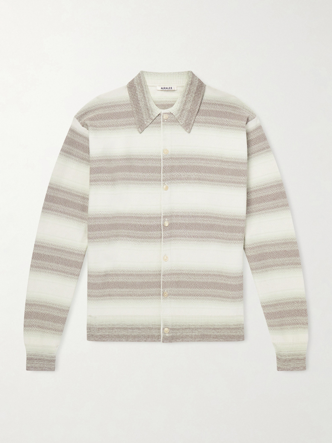 Auralee – Dégradé Striped Knitted Cotton and Silk-Blend Cardigan
