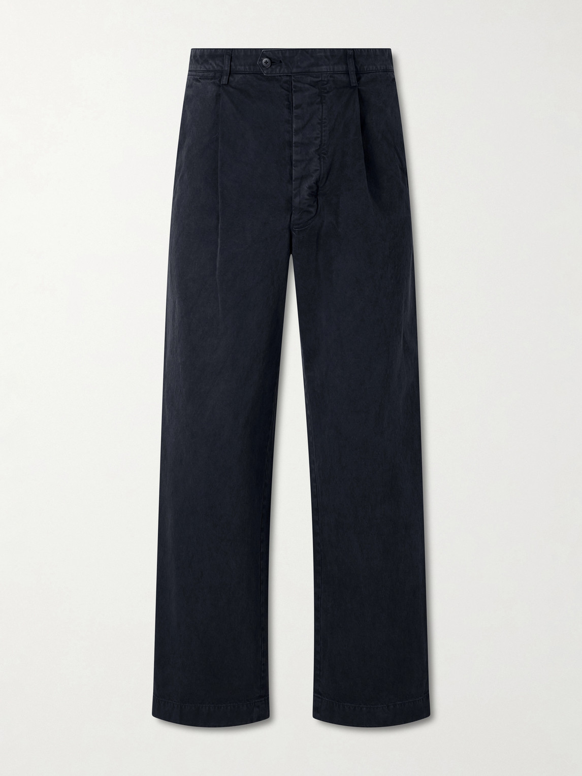Auralee Wide-leg Garment-dyed Cotton Chinos In Blue
