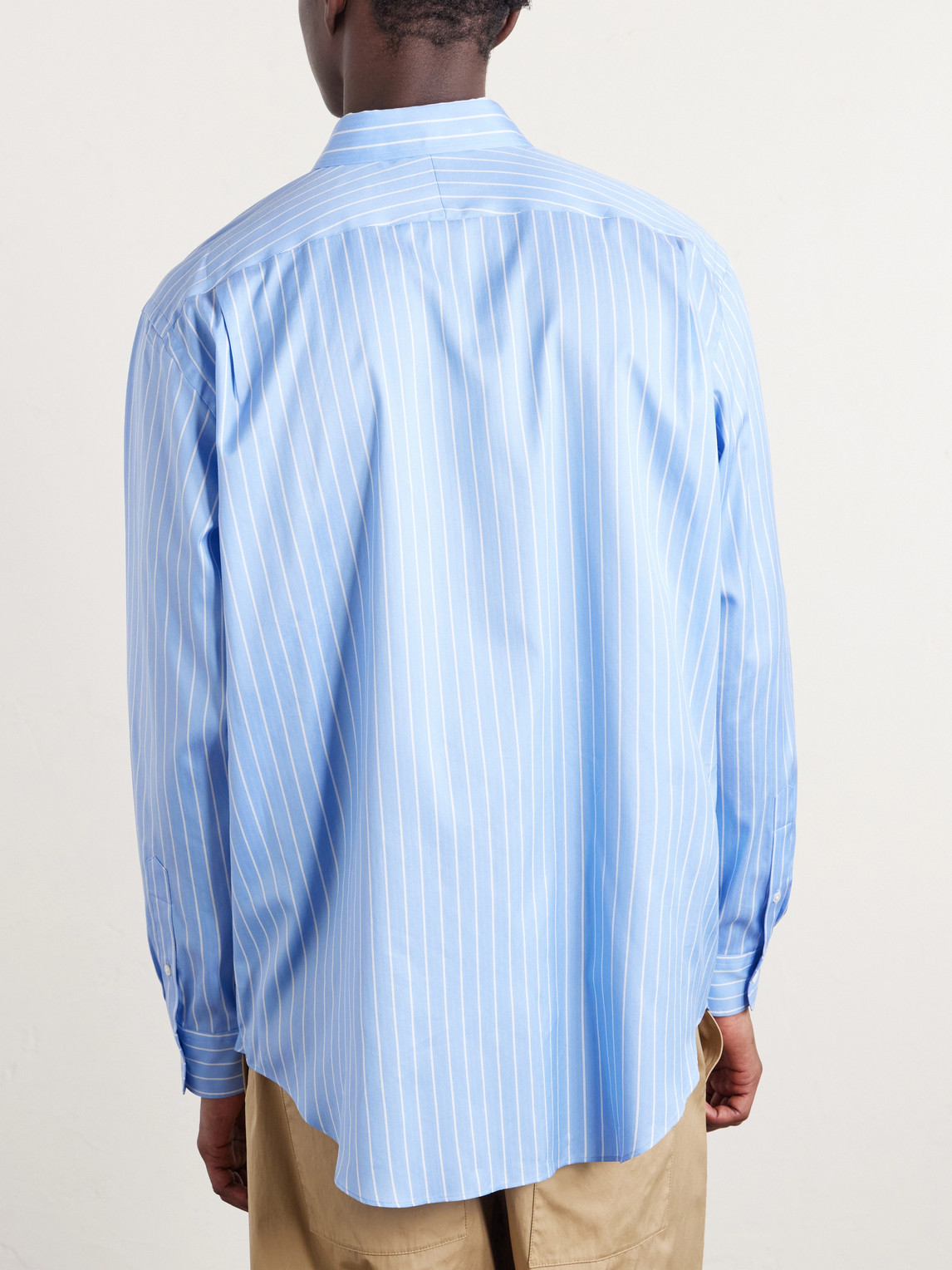  Auralee - Striped Cotton And Silk-blend Shirt - Men - Blue - 3 
