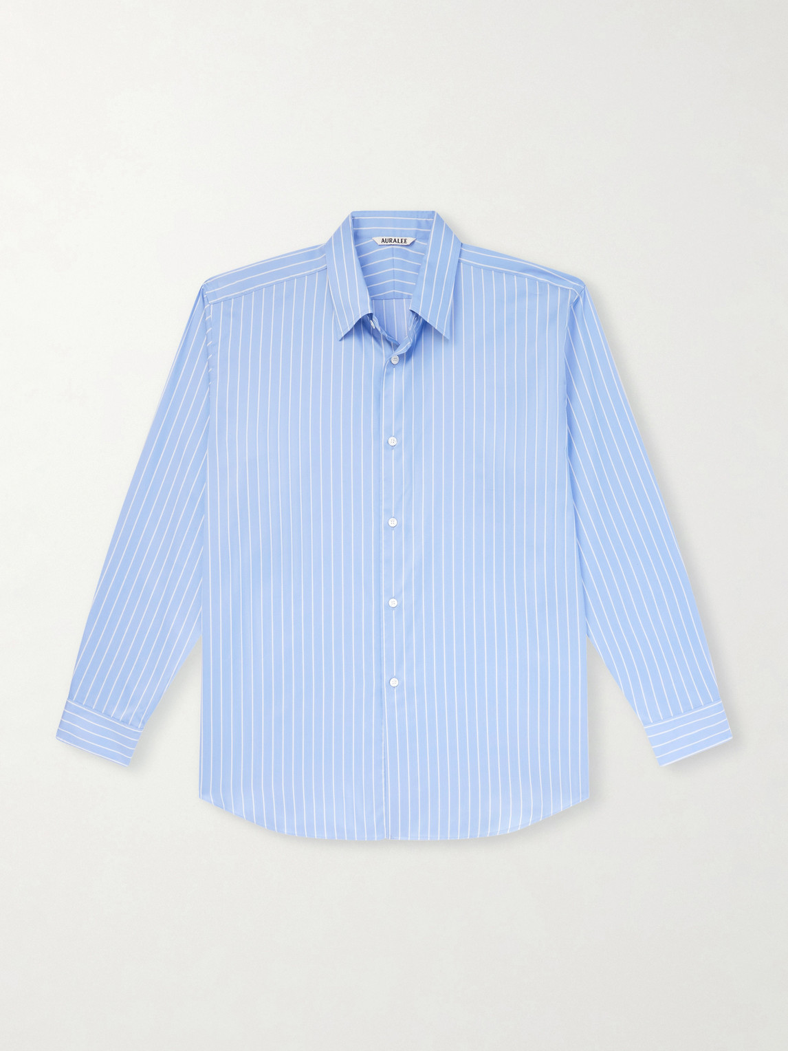 Auralee Striped Cotton And Silk-blend Shirt In Blue