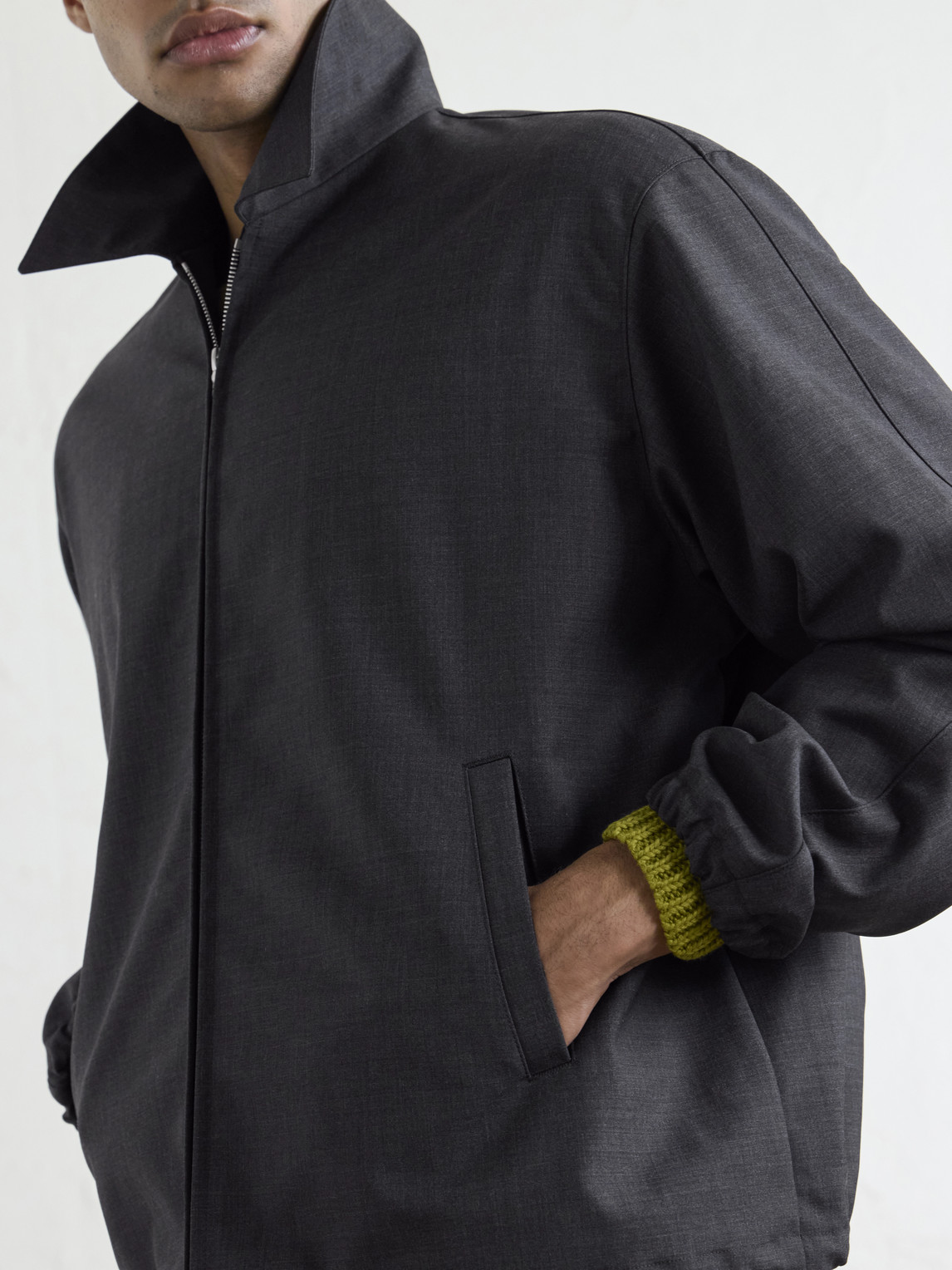 Auralee Wool Blouson Jacket In Gray