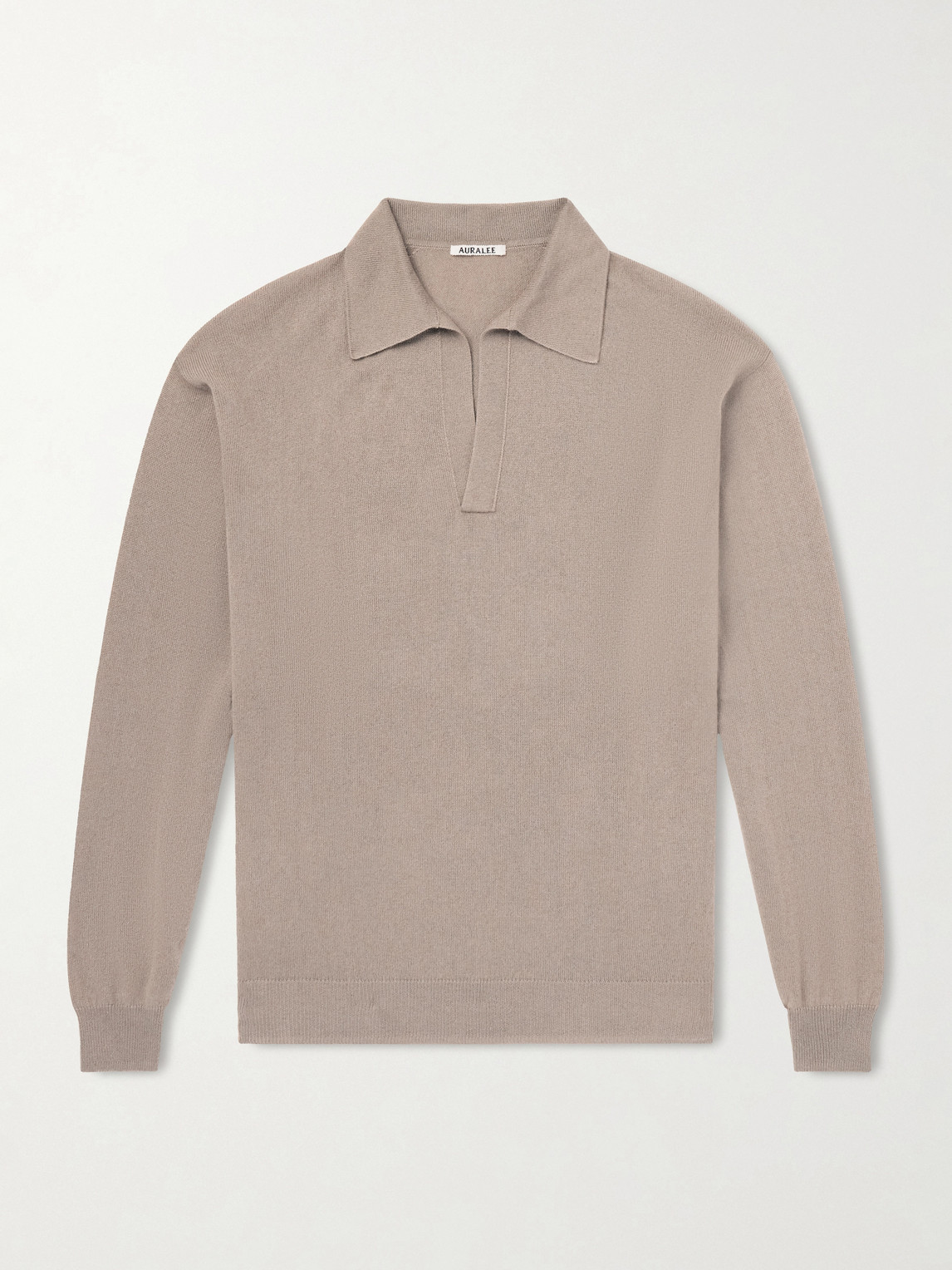 Auralee Open-collar Cashmere And Silk-blend Polo Shirt In Brown