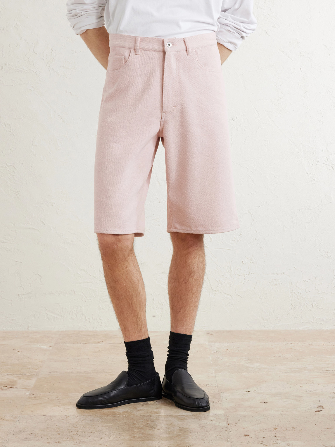  Auralee - Wide-leg Silk Shorts - Men - Pink - 3 