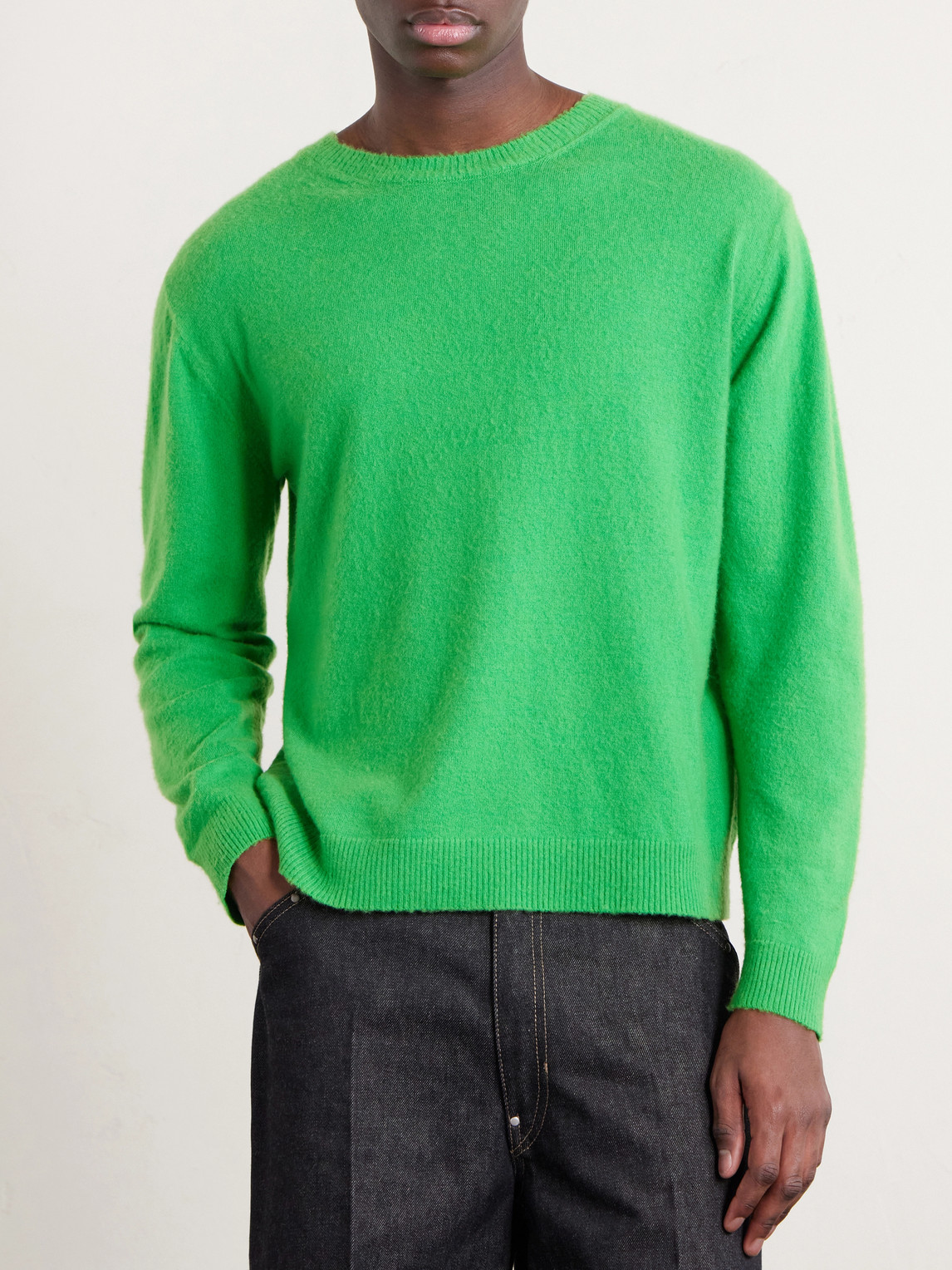 Brushed Cashmere And Cotton-Blend Sweater