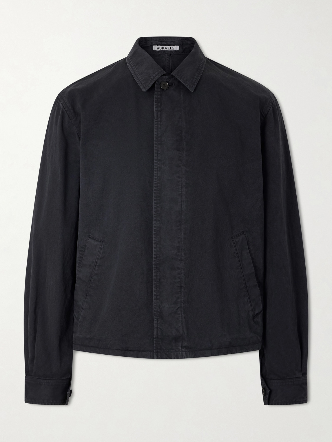 Auralee Garment-dyed Cotton-twill Blouson Jacket In Black