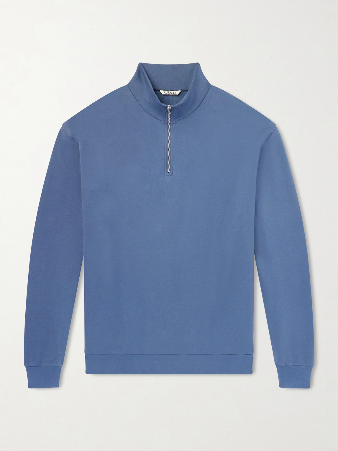 Auralee Cotton Half-zip Sweatshirt In Blue