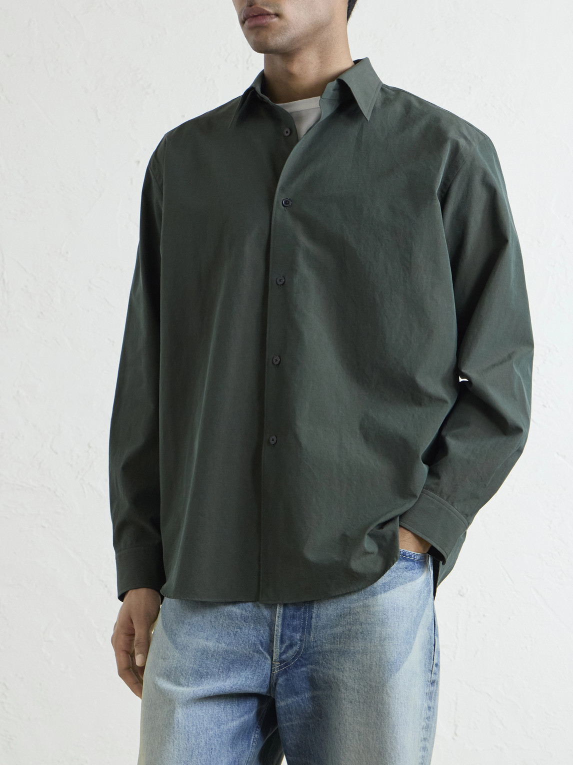  Auralee - Cotton-poplin Shirt - Men - Green - 3 