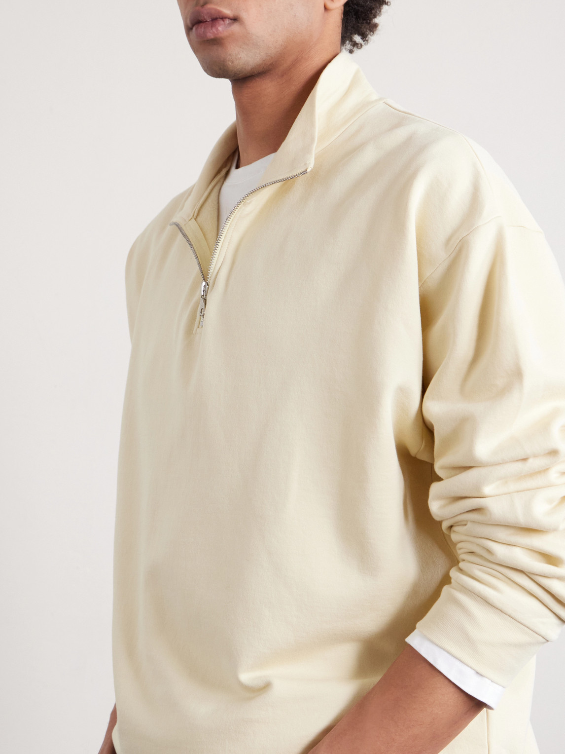Auralee Cotton Half-zip Sweatshirt In Neutral