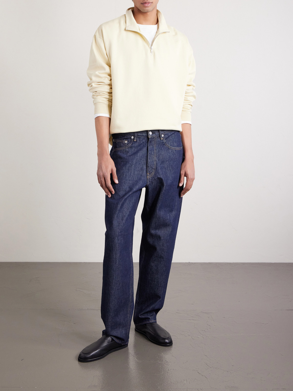 Auralee Cotton Half-zip Sweatshirt In Neutral
