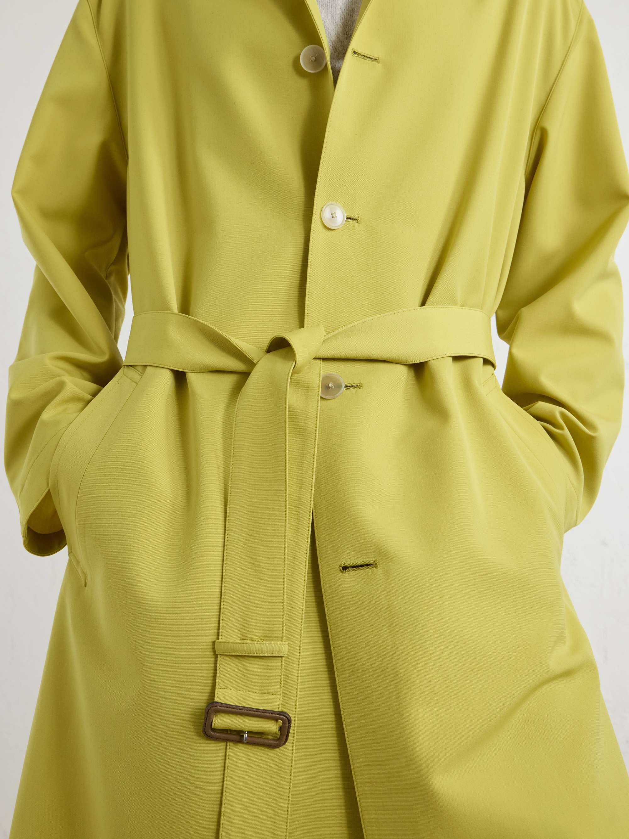 AURALEE Belted Leather-Trimmed Wool-Canvas Trench Coat for Men