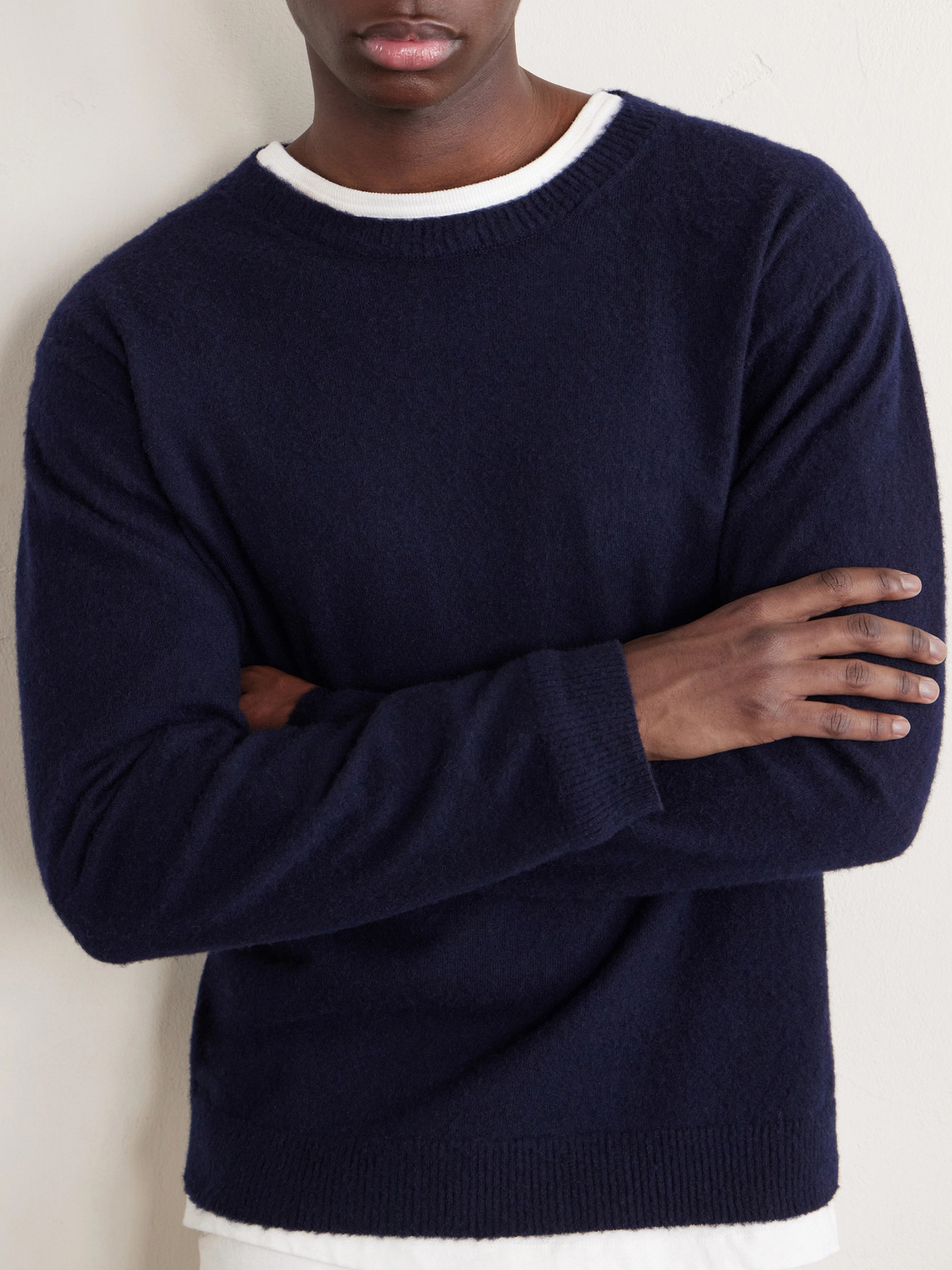 Brushed Cashmere And Cotton-Blend Sweater