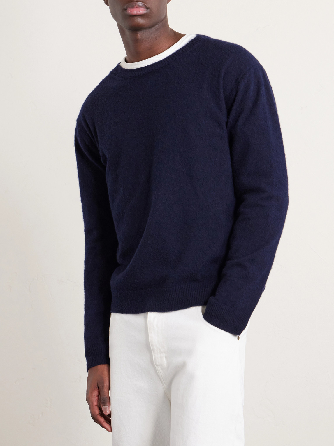 Brushed Cashmere And Cotton-Blend Sweater
