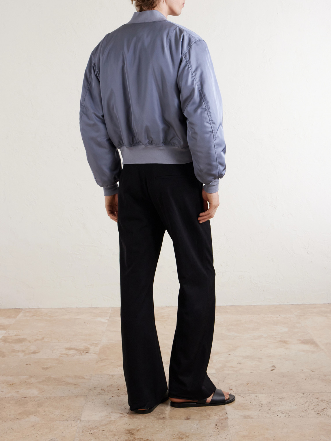 Auralee Silk-twill Bomber Jacket In Blue