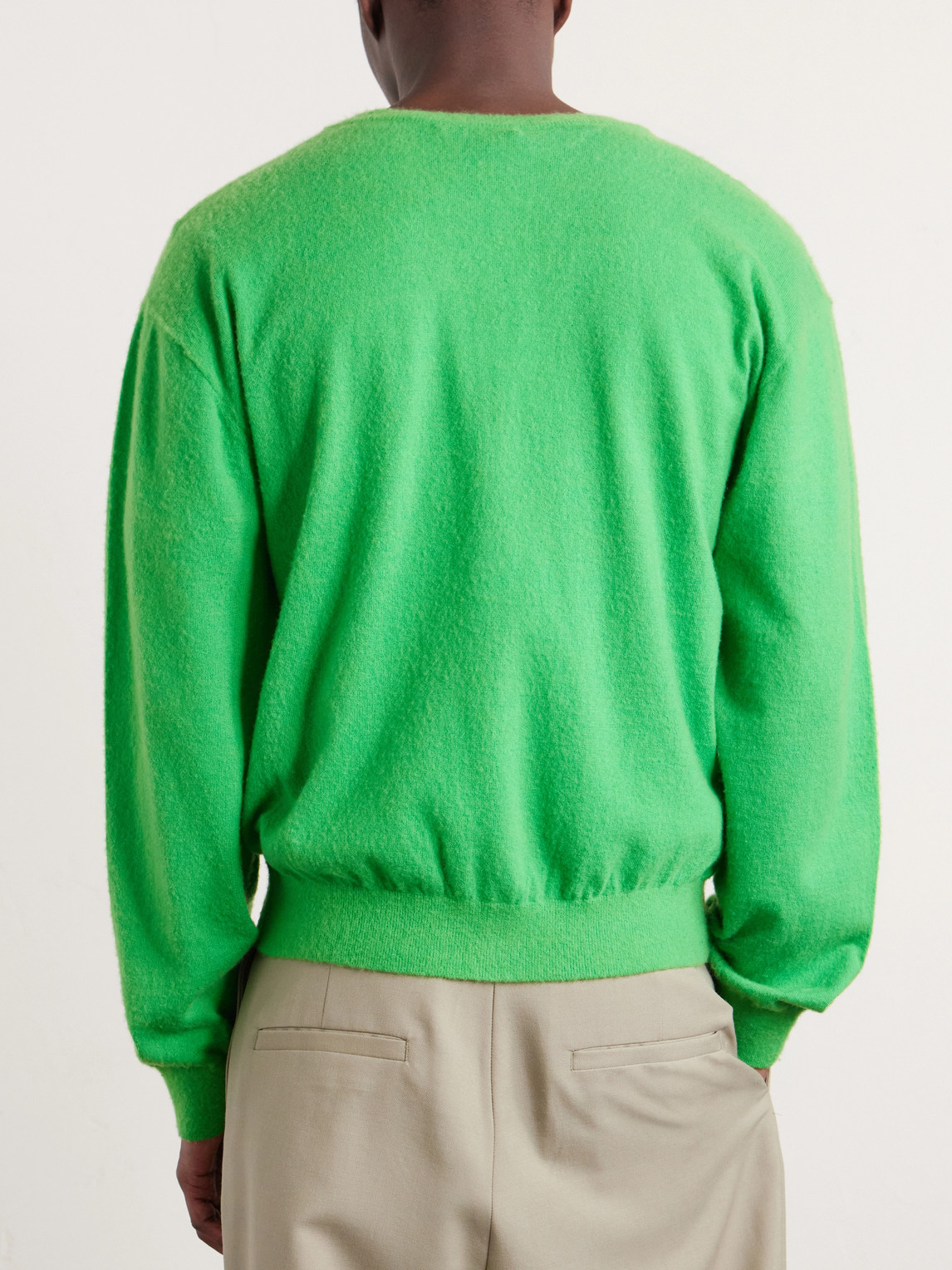  Auralee - Brushed Cashmere And Cotton-blend Cardigan - Men - Green - 4 