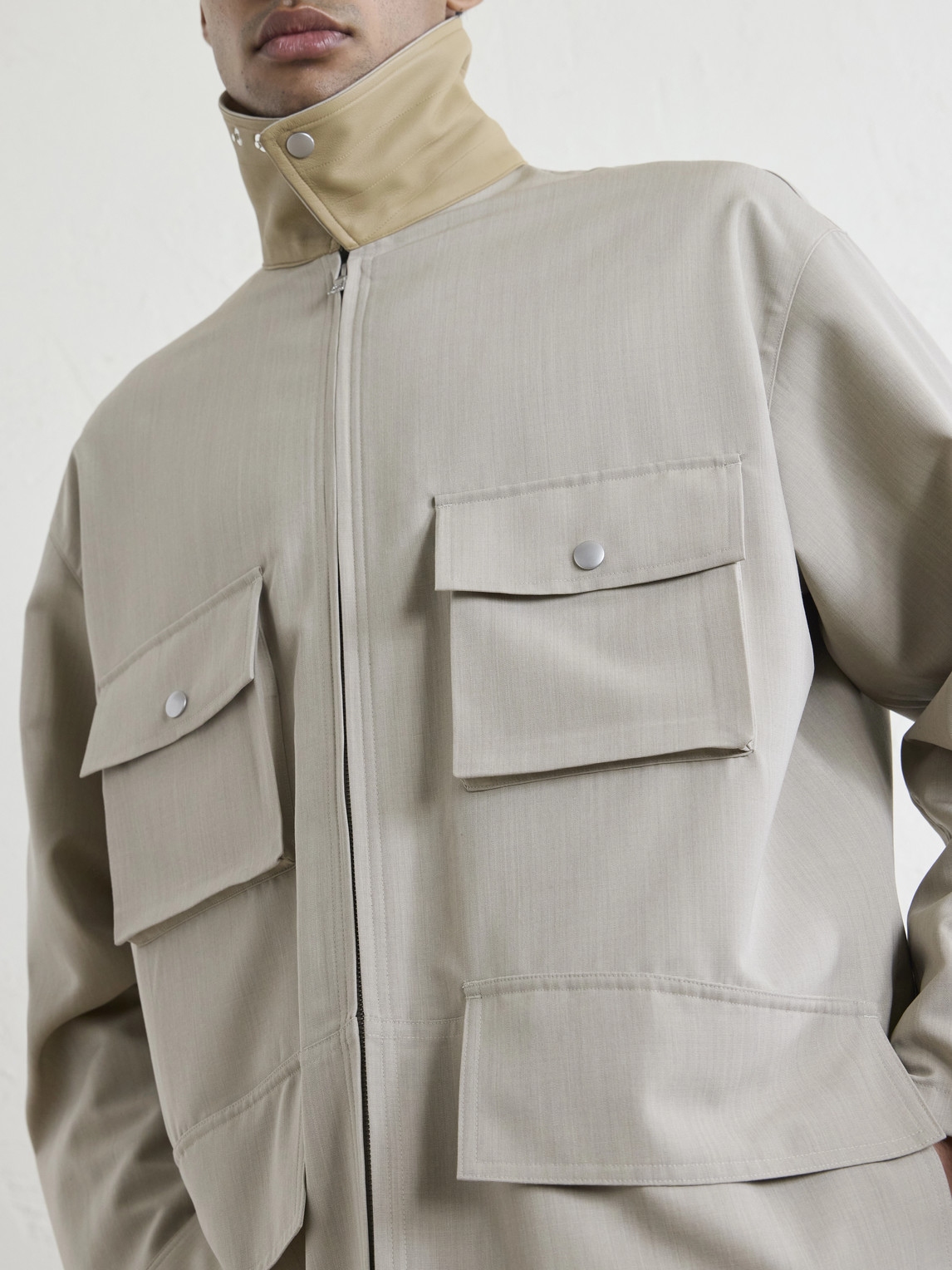 Auralee Wool-canvas Blouson Jacket In Neutral