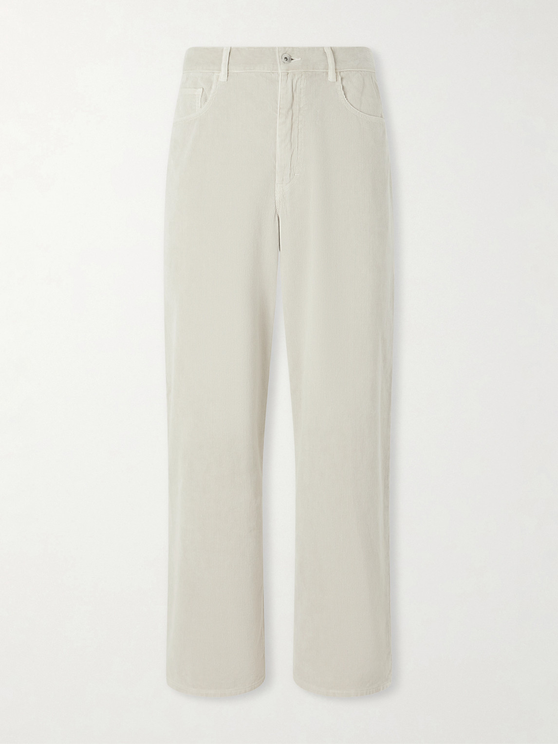 Auralee Wide-leg Garment-dyed Cotton-corduroy Trousers In White