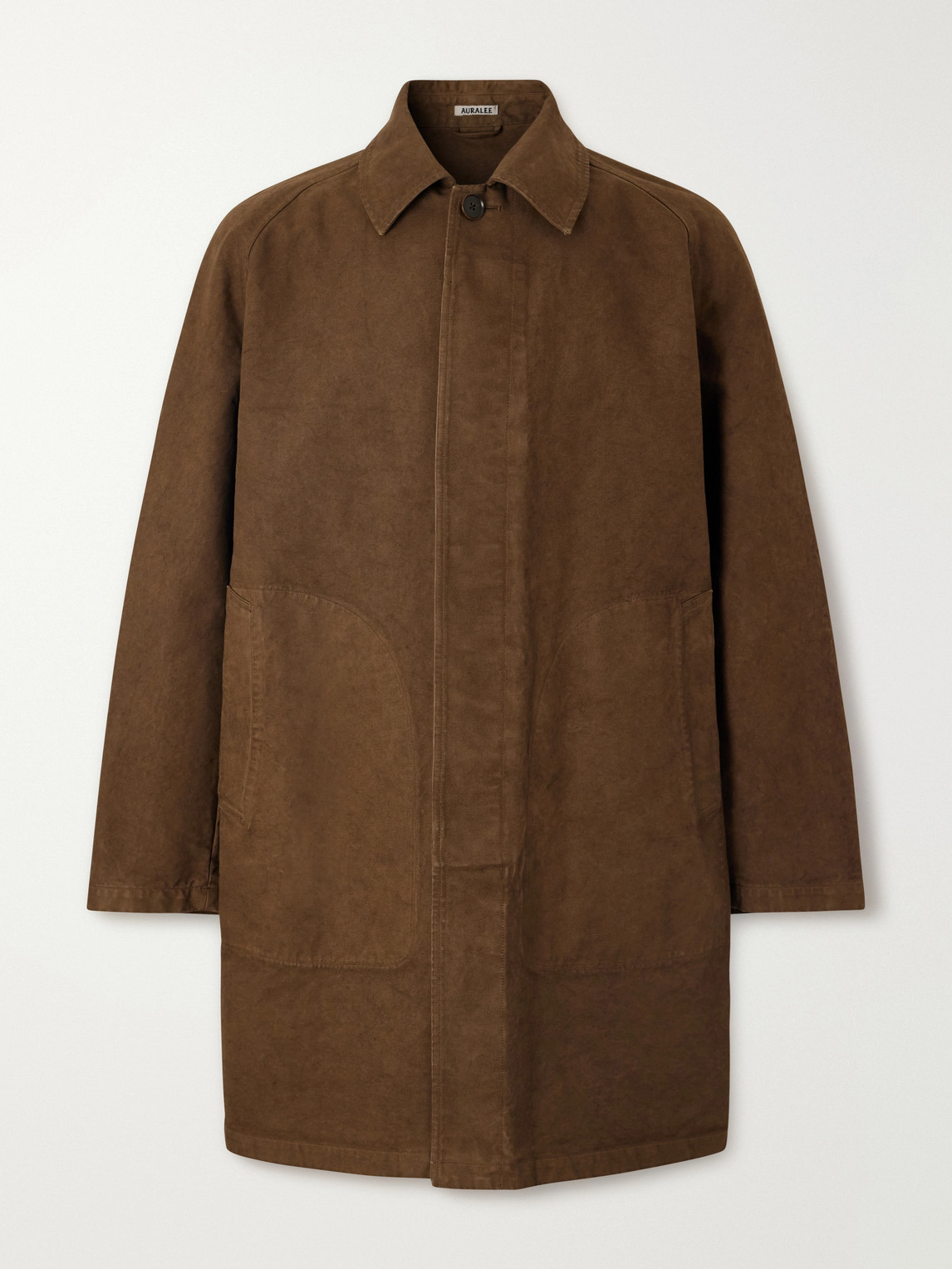 Auralee Garment-dyed Cotton-twill Coat In Brown
