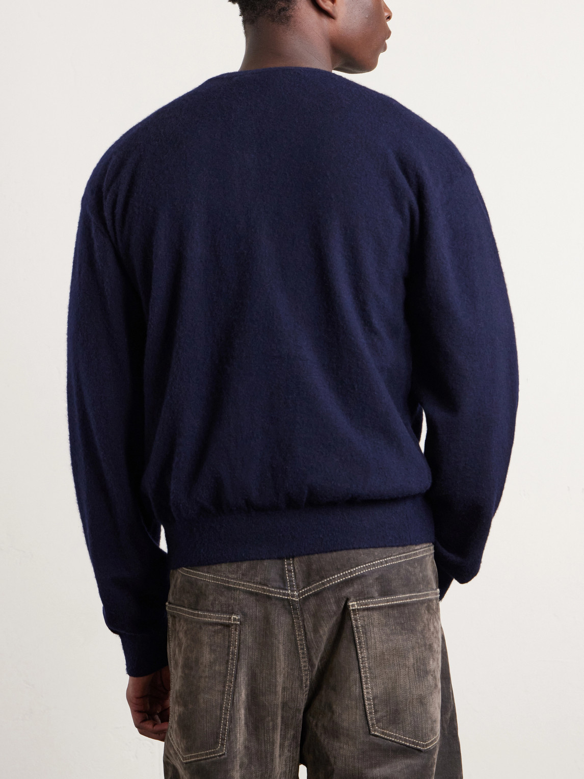  Auralee - Brushed Cashmere And Cotton-blend Cardigan - Men - Blue - 3 