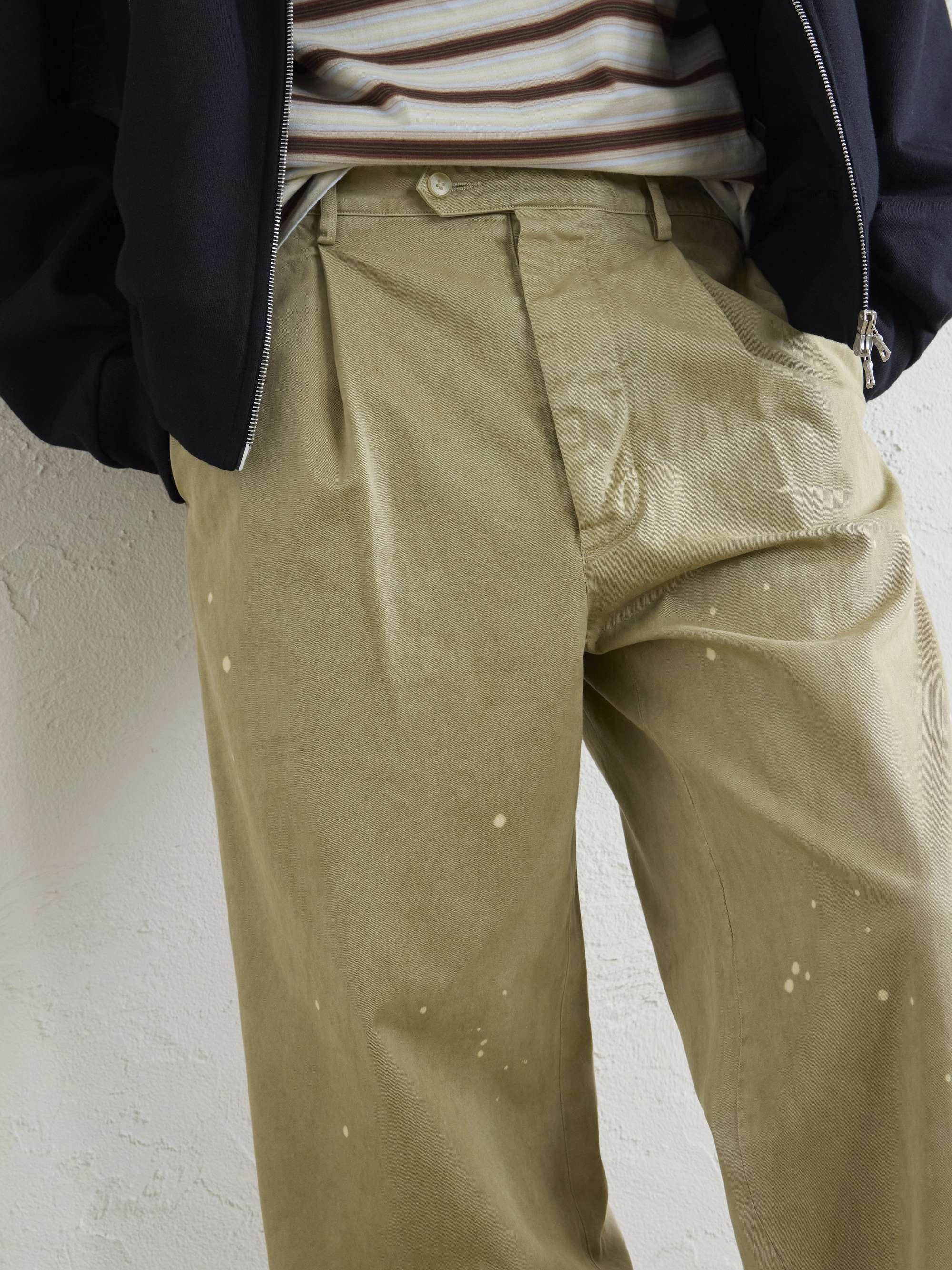 AURALEE 美品 LOOSE TWILL WIDE PANTS サイズ4 AURALEE Wide-Leg Pleated Paint-Splattered Cotton-Twill Chinos for