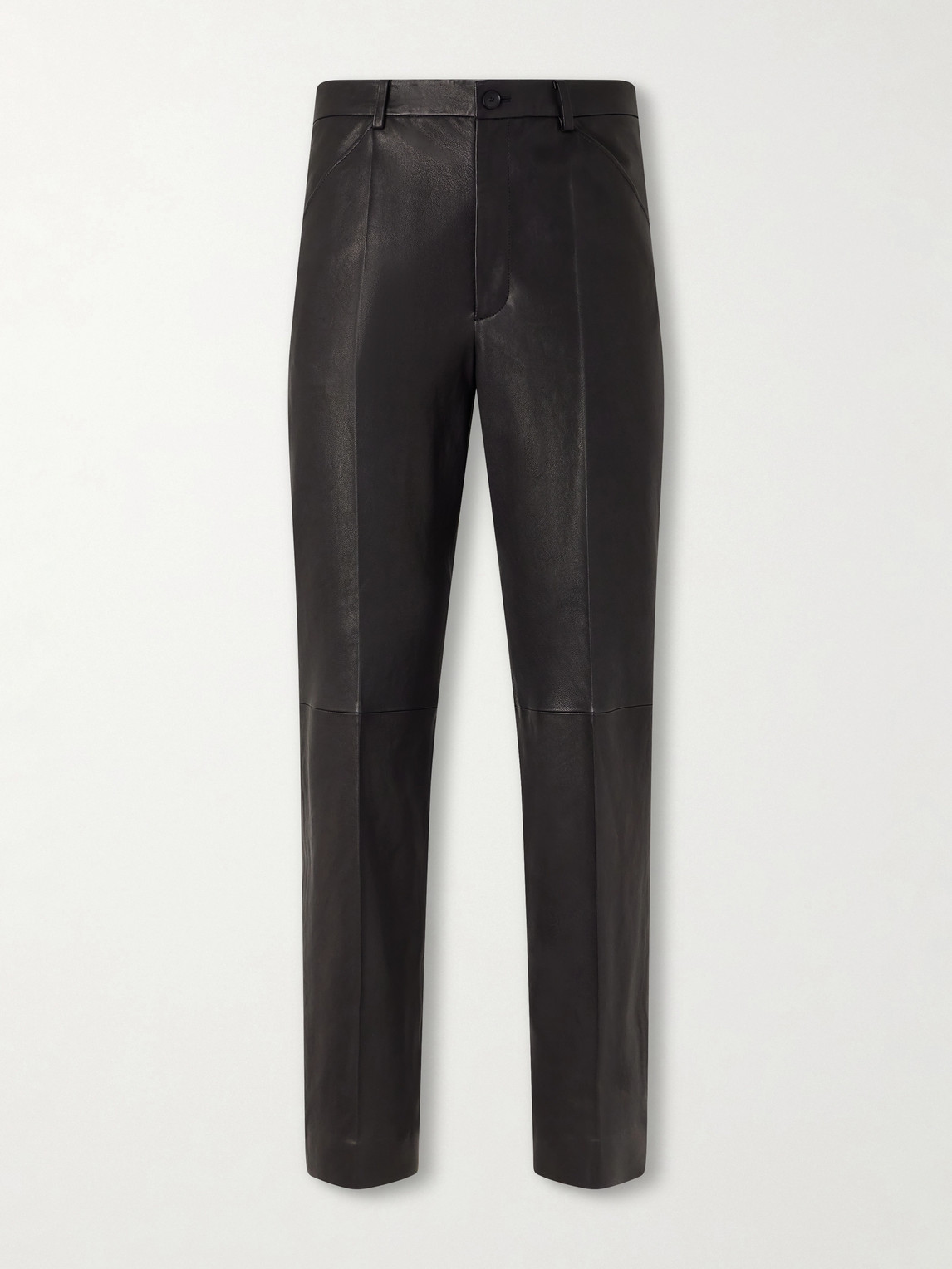 Auralee Straight-leg Full-grain Leather Trousers In Black