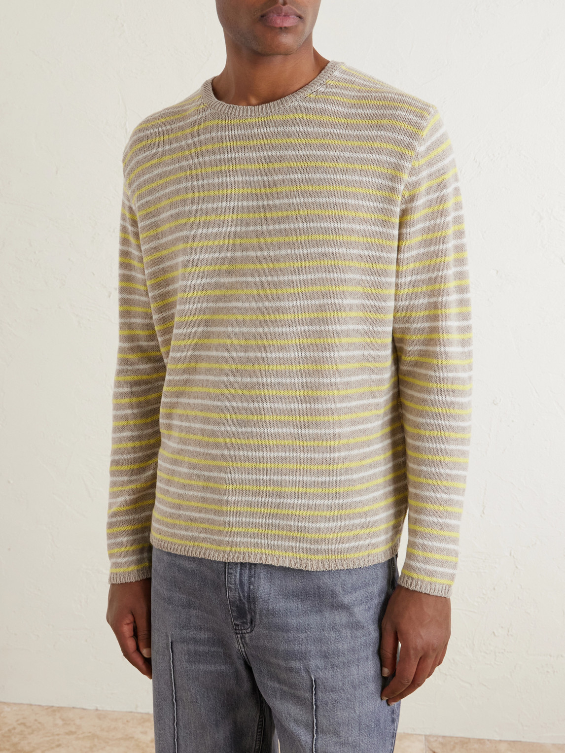  Auralee - Summer Striped Cashmere Sweater - Men - Yellow - 3 