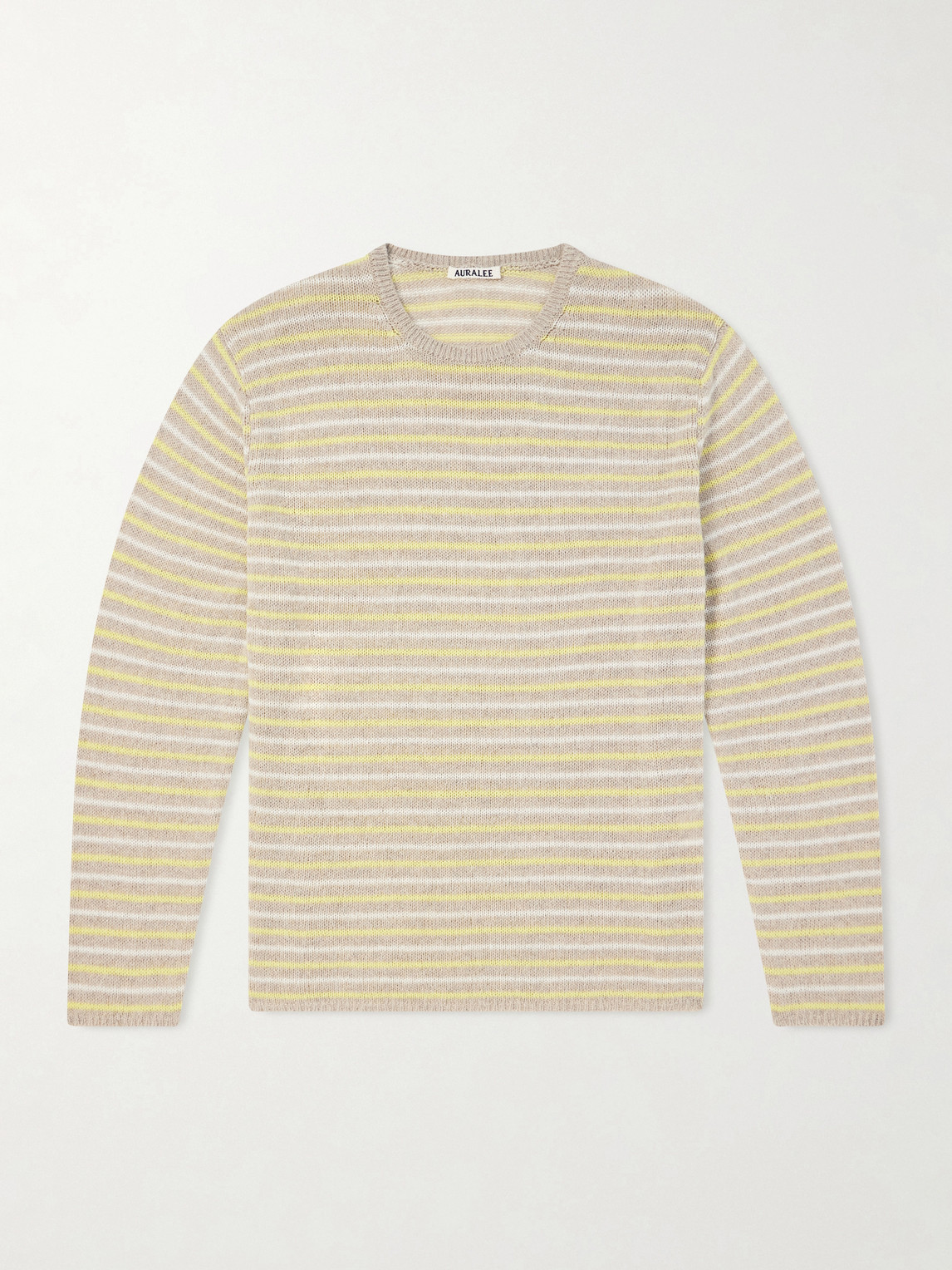 Auralee Summer Striped Cashmere Sweater In Yellow