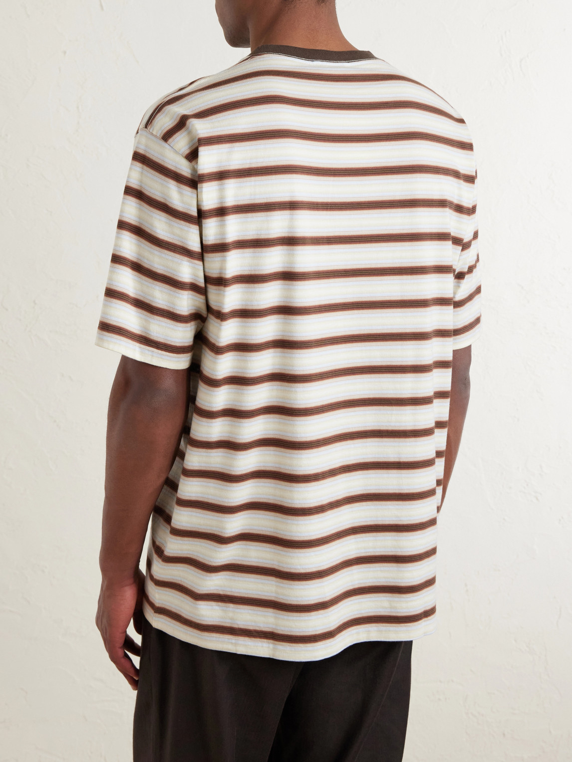 Auralee Cotton Gradient Stripe T-shirt In Brown