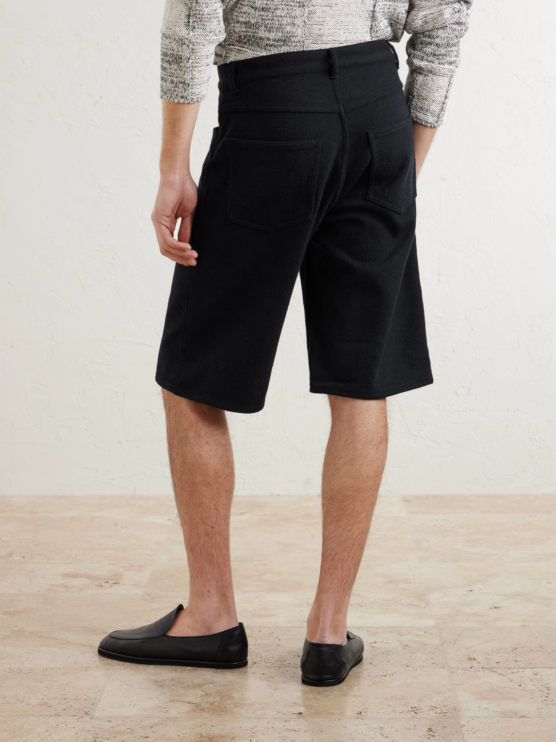  Auralee - Wide-leg Silk Shorts - Men - Black - 3 