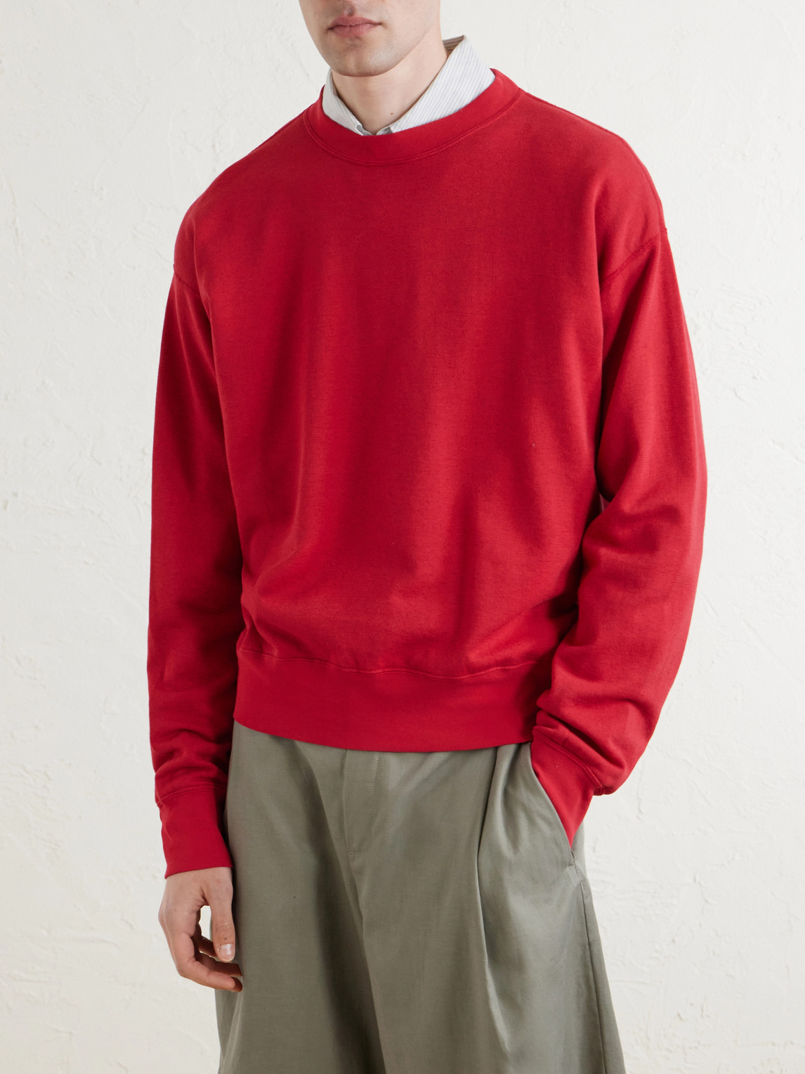 Auralee High Twist Light Sweat Pullover In Red
