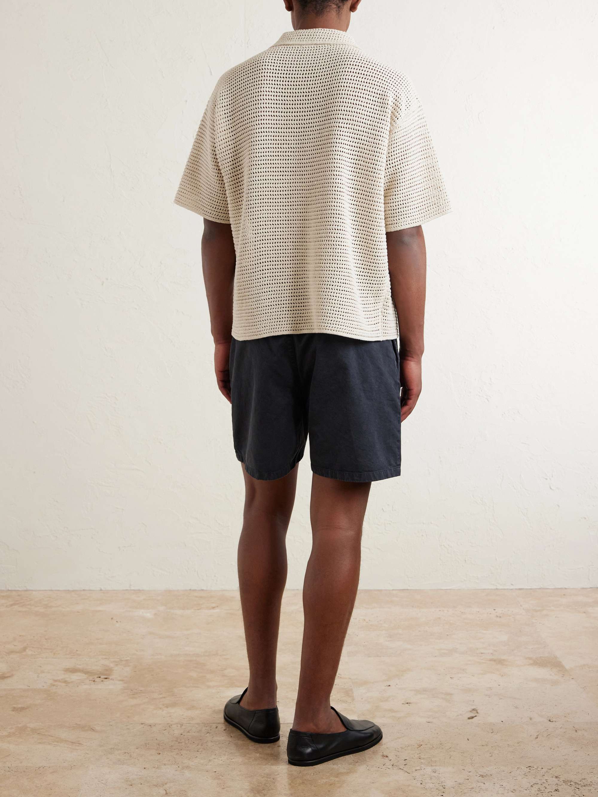 AURALEE Tussah Open-Knit Silk and Cotton-Blend Polo Shirt for Men