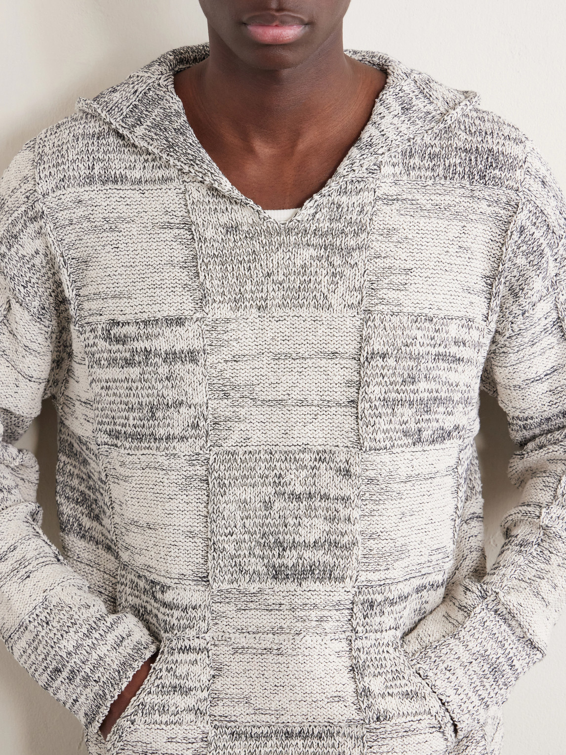 Patchwork Cotton And Linen-Blend Hoodie